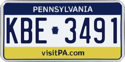 PA license plate KBE3491