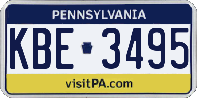 PA license plate KBE3495