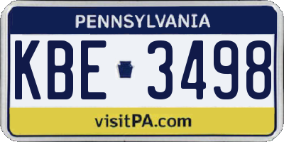 PA license plate KBE3498