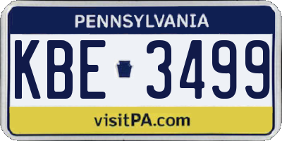 PA license plate KBE3499