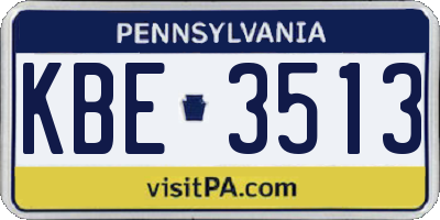 PA license plate KBE3513