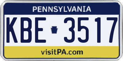 PA license plate KBE3517
