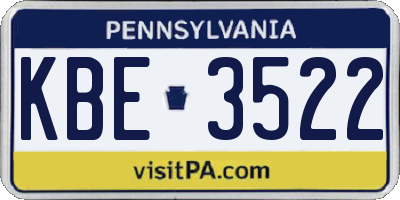 PA license plate KBE3522