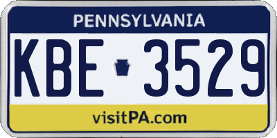 PA license plate KBE3529
