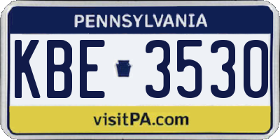 PA license plate KBE3530