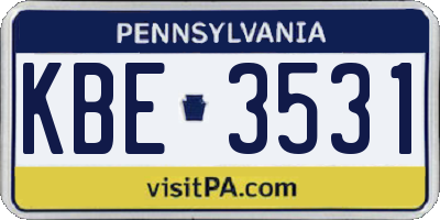 PA license plate KBE3531