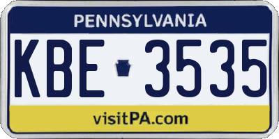 PA license plate KBE3535