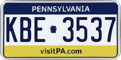 PA license plate KBE3537