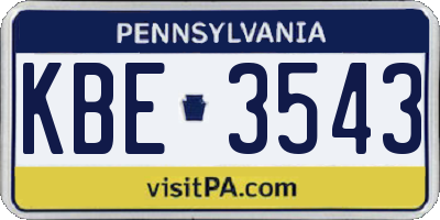 PA license plate KBE3543