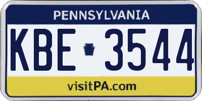 PA license plate KBE3544