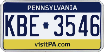 PA license plate KBE3546