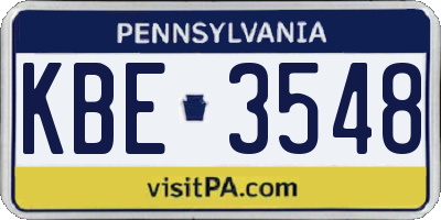 PA license plate KBE3548
