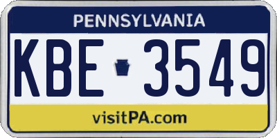 PA license plate KBE3549