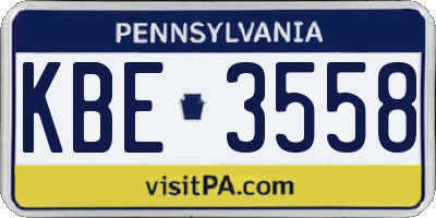 PA license plate KBE3558