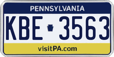 PA license plate KBE3563