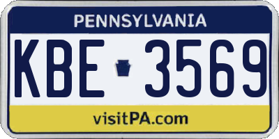 PA license plate KBE3569