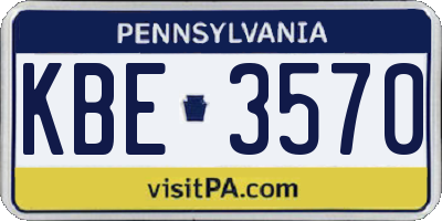 PA license plate KBE3570