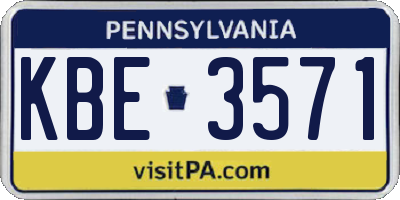 PA license plate KBE3571