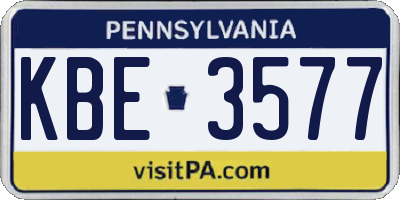 PA license plate KBE3577