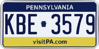 PA license plate KBE3579