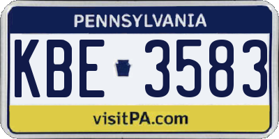 PA license plate KBE3583