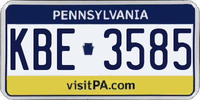 PA license plate KBE3585