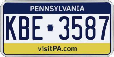 PA license plate KBE3587