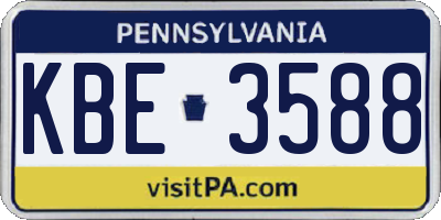 PA license plate KBE3588