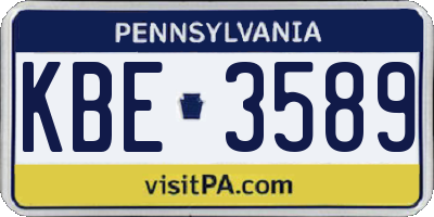 PA license plate KBE3589