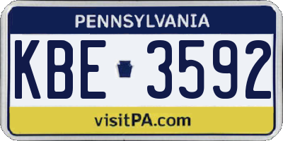 PA license plate KBE3592