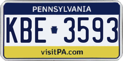PA license plate KBE3593