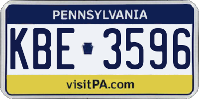 PA license plate KBE3596