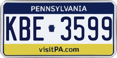 PA license plate KBE3599