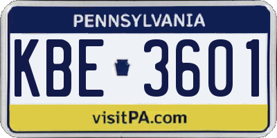 PA license plate KBE3601