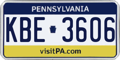 PA license plate KBE3606