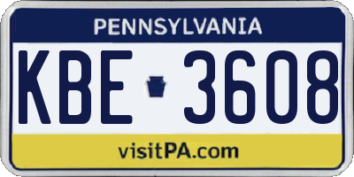 PA license plate KBE3608