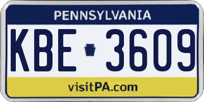 PA license plate KBE3609