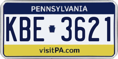 PA license plate KBE3621
