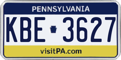 PA license plate KBE3627
