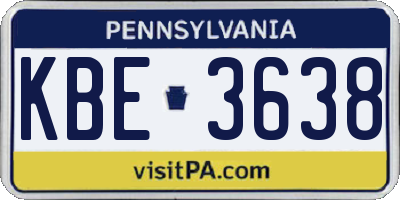 PA license plate KBE3638
