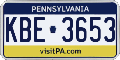 PA license plate KBE3653