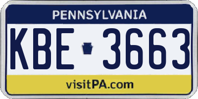 PA license plate KBE3663