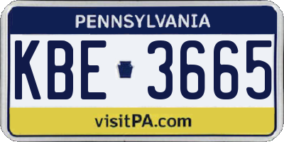 PA license plate KBE3665