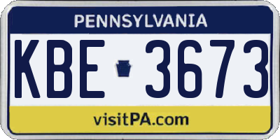 PA license plate KBE3673