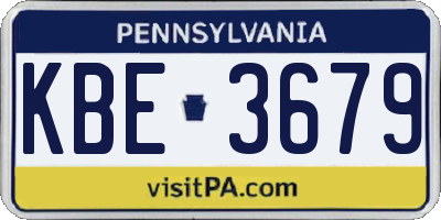 PA license plate KBE3679