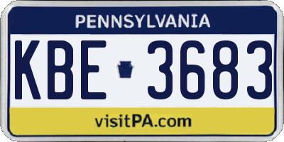 PA license plate KBE3683