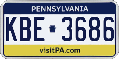 PA license plate KBE3686