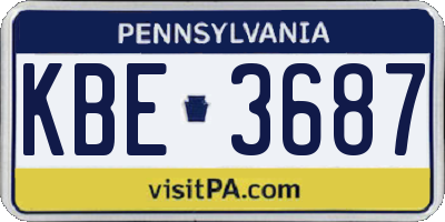 PA license plate KBE3687