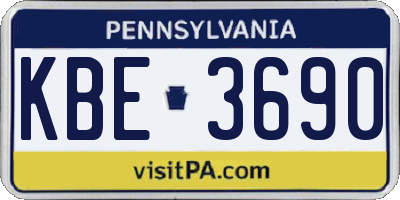 PA license plate KBE3690