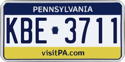PA license plate KBE3711